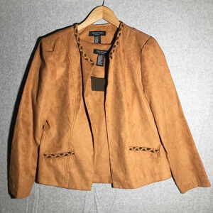 Womens Perceptions Jacket Tank Top Set Brown Suede Western Stagecoach Rodeo